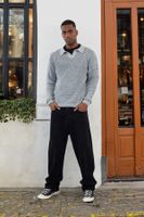 Trendyol Gray Casual Regular Polo Neck Textured Knitwear Sweater