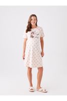 LC Waikiki Crew Neck Printed Short Sleeve Maternity Nightgown