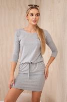 Viscose dress with waist tie gray color