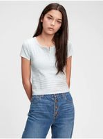 Modré dievčenské tričko GAP Teen recycled cropped henley t-shirt