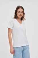 Marisse Bawełniany t-shirt z dekoltem w serek biały