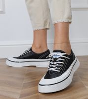 Gemre Czarne trampki damskie na platformie Greta