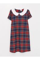 LC Waikiki Baby Collar Plaid Short Sleeve Girls' Dress