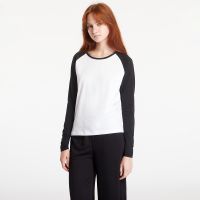 T-shirt Urban Classics Ladies Contrast Raglan Longsleeve White / Black XL