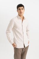 DEFACTO Slim Fit Slim Cut Polo Collar Honeycomb Textured Long Sleeve Shirt