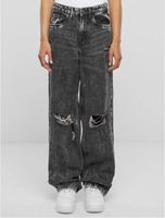 Damen Hose URBAN CLASSICS - Distressed 90's Wide Leg Denim - schwarz Anthrazit Washed 31