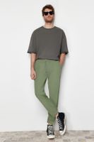 Trendyol Light Khaki Elastic Waist Tied Jogger Fit Gabardine Trousers