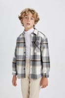 DEFACTO Boy's Oversize Fit Checked Flannel Long Sleeve Shirt