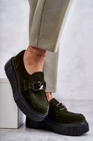 Boto Modne Zamszowe Półbuty Na Platformie Khaki Lemar Marsol