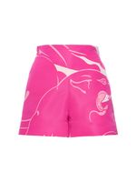 Panther Print Faille High Waist Shorts