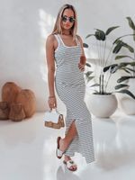 Sukienka one size maxi SUMMER LOVE biało-czarna Dstreet