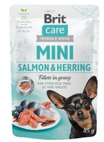 Brit Care Dog alutasak Mini Sterilised Salmon & Herring fillets 85 g | Alutasakos eledel kutyáknak