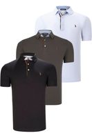 TRIPLE SET T8582 DEWBERRY MENS T-SHIRT-BLACK-WHITE-KHAKI