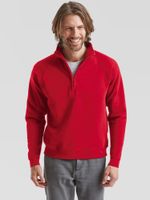 Red Men's Zip Neck Sweat Fruit of the Loom