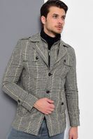 K7542 DEWBERRY MEN'S COAT-PLAID GREY