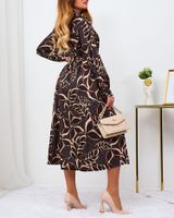 Resti Black and light brown patterned women's maxi dress