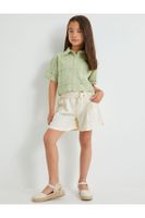 Koton Linen Shorts with Belt Detail, Pockets, Elastic Waist