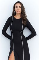 Cool & Sexy Women's Black Double Zipper Maxi Dress