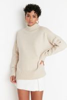 Trendyol Stone Wide Pattern Soft Texture Knitted Sweater