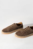 Estro: Brązowe trampki damskie z włoskiego weluru naturalnego Premium