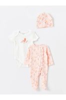 LC Waikiki LCW baby Pink Printed Crew Neck Baby Girl Hospital Set