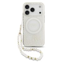 GUESS IML FLOWER STRAP Zaščitni ovitek Apple iPhone 17 Pro WHITE