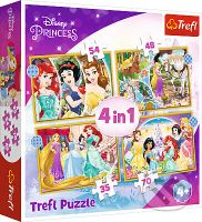 Šťastný deň / Disney Princezné 4v1 - puzzle z kategorie 15 - 60 dílků