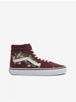 Vínové dámské kotníkové semišové tenisky VANS SK8-Hi