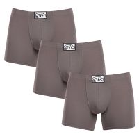 3PACK pánské boxerky Styx long klasická guma tmavě šedé (3F1063) L