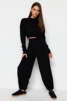 Trendyol Black Super Crop Jogger Trousers Knitwear Bottom-Top Set