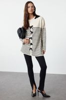 Trendyol Black Striped Bow Detailed Knitwear Sweater