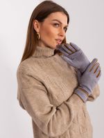 Grey women's gloves with decorative belt