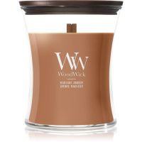 Woodwick Radiant Amber dišeča sveča z lesenim stenjem 275 g