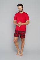 Men's pyjamas Narwik, short sleeves, short legs - red/print