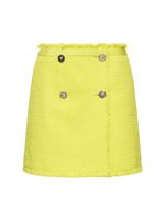 Cotton Blend Tweed Mini Wrap Skirt