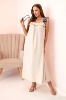 Kesi Włoski Women's dress with leopard print straps beige