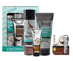 Darčeková sada na hydratáciu krehkých vlasov Dr. Santé Coconut + darček zadarmo