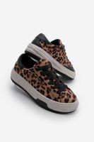 Marjin Women's Sneaker Thick Sole Lace-Up Sneakers Tales Tan Leopard