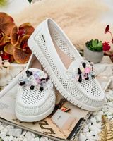 Resti Ażurowe mokasyny damskie z koralikami Nasfali