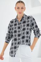 Bigdart 3721 Graphic Patterned Shirt - Dark Black