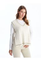 LC Waikiki V-Neck Self-Patterned Women's Knitwear Sweater