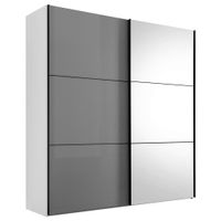 Moderano ŠAT. SKRIŇA S POSUV. DVERAMI, biela, svetlosivá, 225/222/68 cm