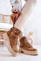 Boto Semišove dámské kozačky s výřezy Camel Everly