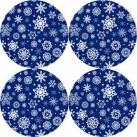 Bertoni Home Unisex's 4 Round Table Pads Set Snow Navy Blue