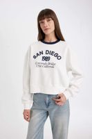 DEFACTO Boxy Fit Crew Neck Printed Thick Casual Sweatshirt