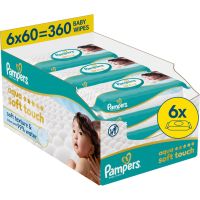 Pampers Aqua Soft Touch vlažni čistilni robčki za otroke 6x60 kos