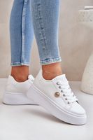 PS1 Eko bőr sneakers platformon arany részlettel fehér Zingie