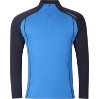 PROGRESS BREAKOUT Мъжки мерино поло с къс цип, синьо, размер