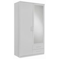 MID.YOU ŠATNÍ SKŘÍŇ SE ZRCADLEM, bílá, 90/199,5/58 cm