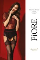 Vzorované silonky Fiore Amour Rogue 20 DEN Černo-červená 4-L